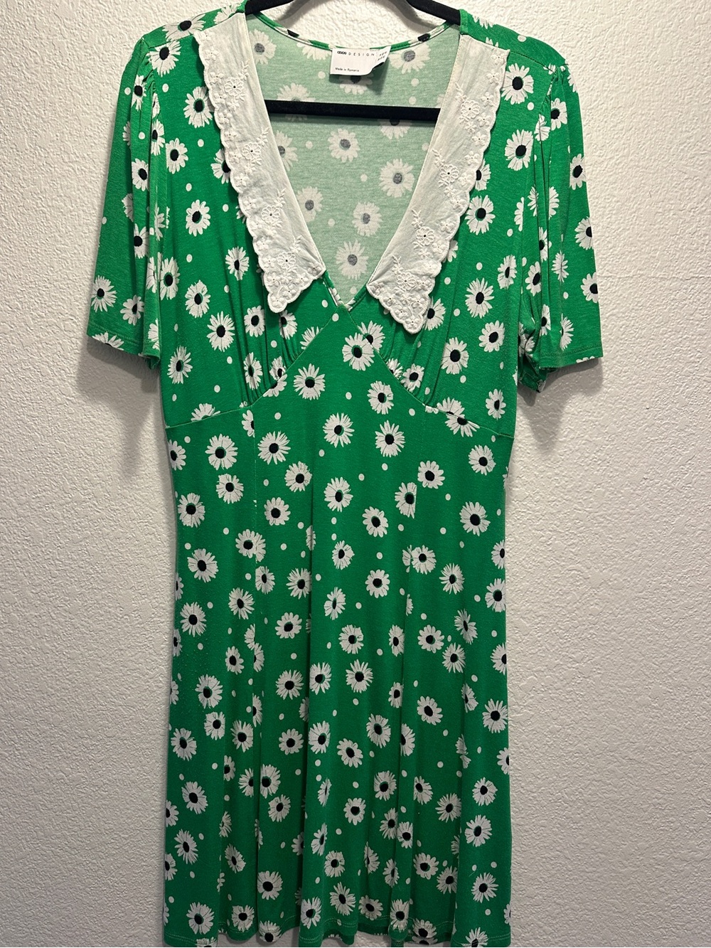 ASOS GREEN FLORAL COLLARED MINI DRESS